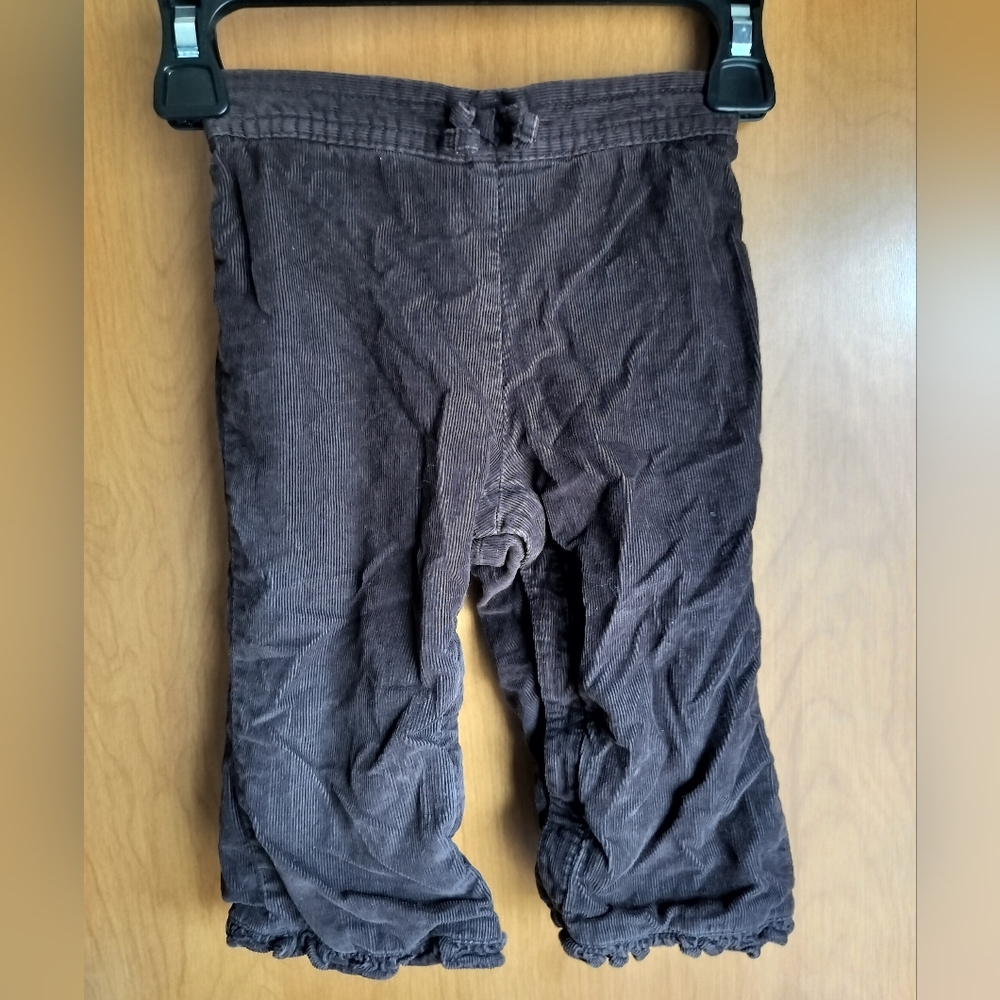 Y2K GAP Baby Girl Super Soft Lined Brown Corduroy Ruffle Hem Pants 12-18 Mos